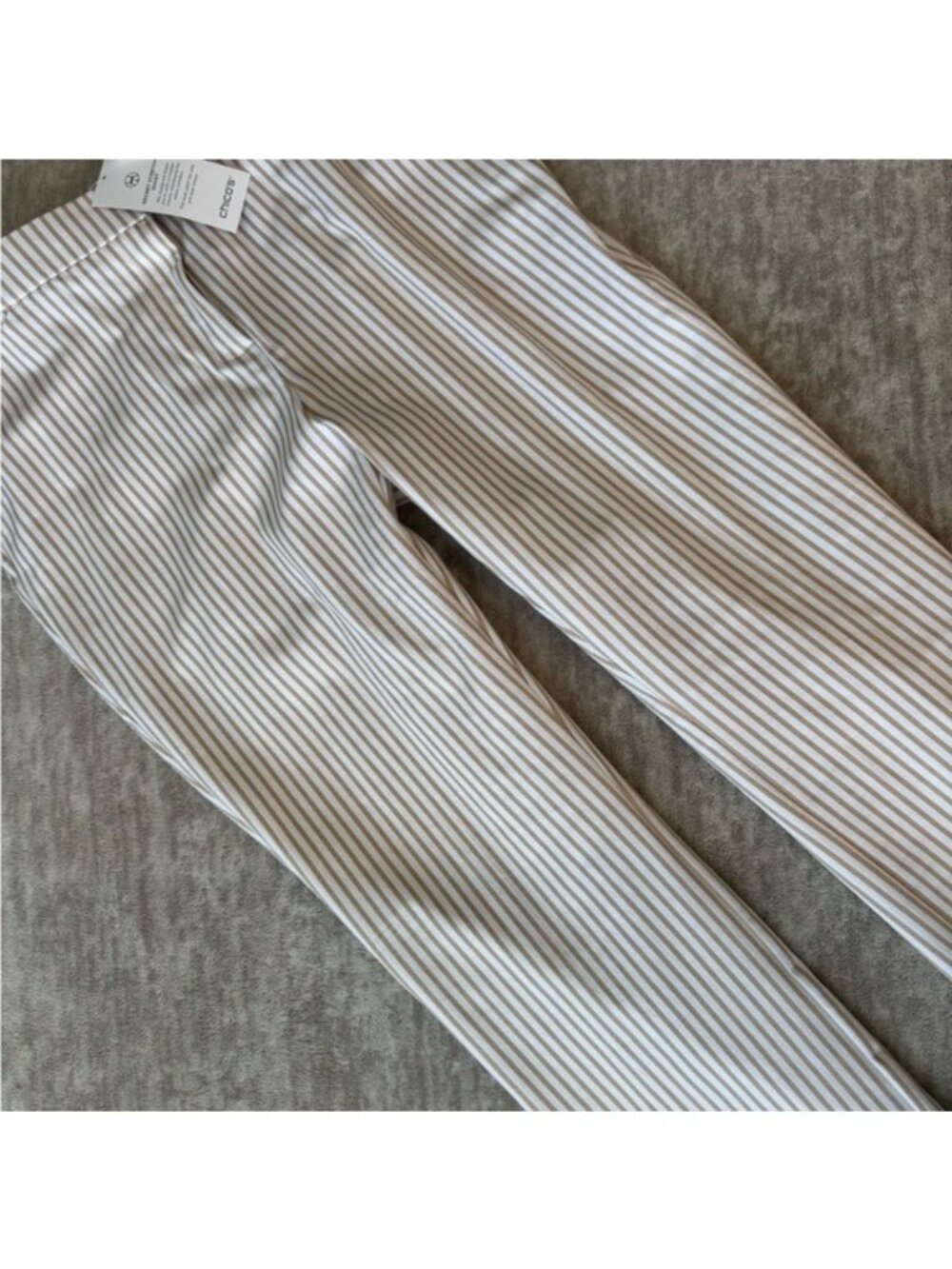 Chico’s Straight Stretch Striped Beige and White Pants size 8R NWT